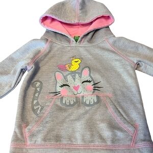John Deere kitty cat  gray pink yellow long-sleeved kids hooded sweater